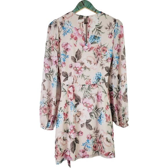 Yumi Kim Tie Me Over Dress, Pink Floral, Faux Wrap Skirt, Sz XS - Picture 4 of 13